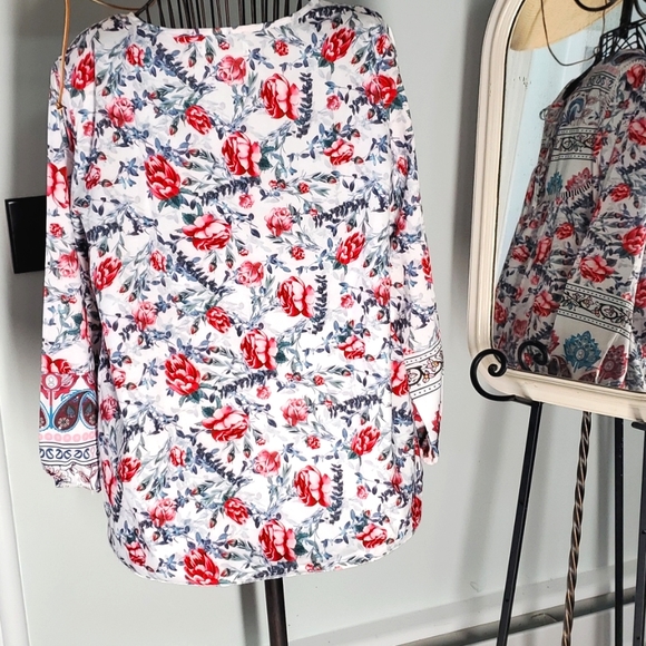 Misslook top blouse size L flower pattern Cotton Polyester Very good condition - Picture 6 of 14